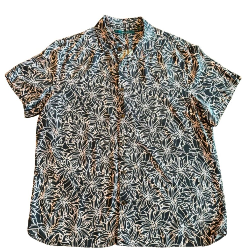 Perry Ellis Black and White Floral Shirt